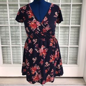 Floral faux mini tap dress